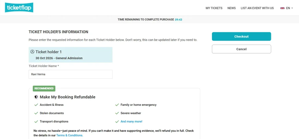 Buy Refundable Tickets on Ticketflap